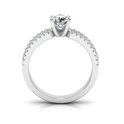 3-Row Round Cut Prong Moissanite Engagement Ring