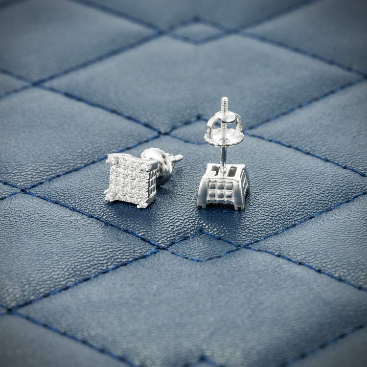 6MM Moissanite Square Cluster Earrings