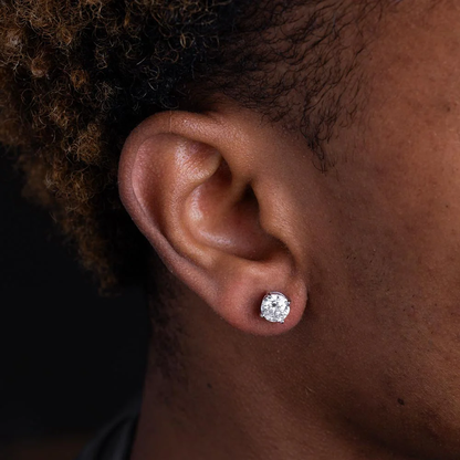 1ct Round Moissanite Stud Earrings