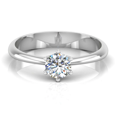 6 Prong Petite Moissanite Round Solitaire Engagement Ring
