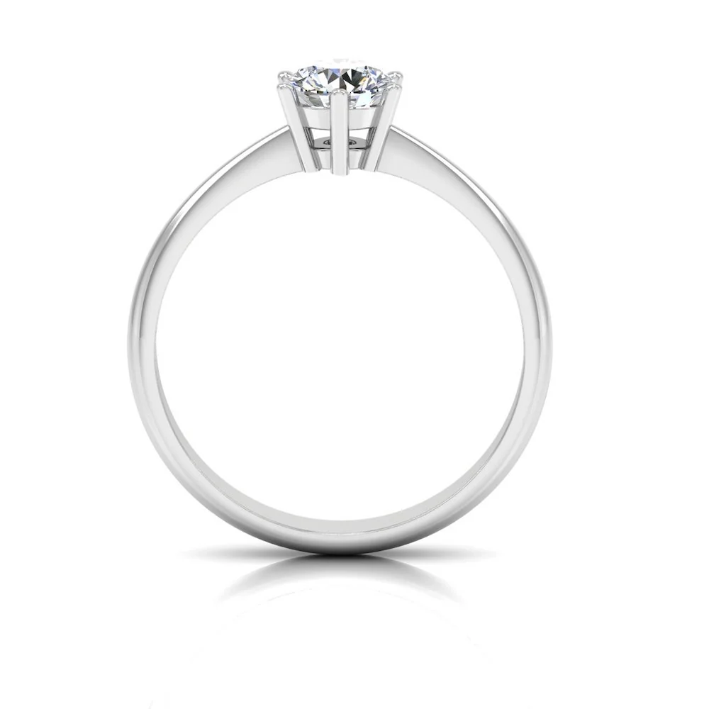6 Prong Petite Moissanite Round Solitaire Engagement Ring