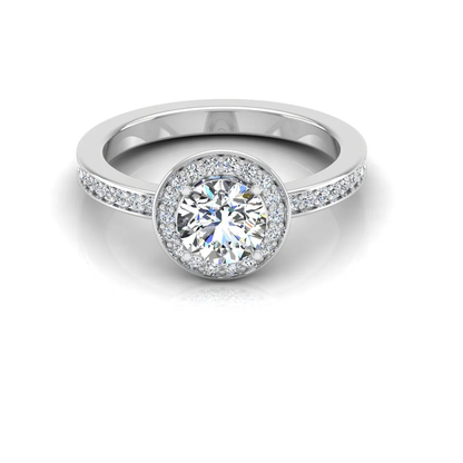 Brilliant Cut Halo Channel Set Moissanite Engagement Ring