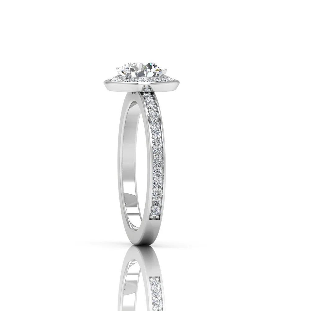 Brilliant Cut Halo Channel Set Moissanite Engagement Ring