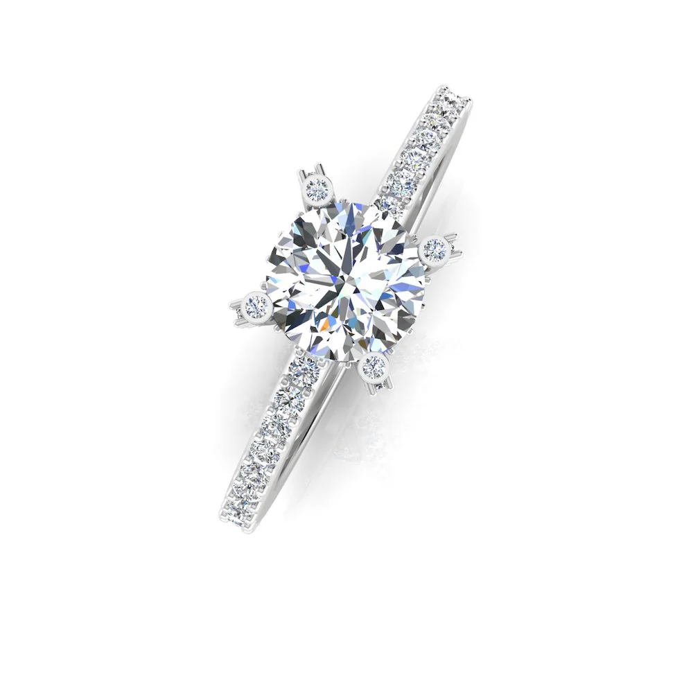 Brilliant Cut Prong & Bezel Moissanite Engagement Ring