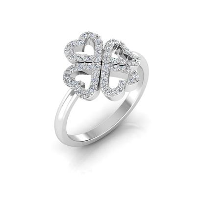 Four Leaf Clover Moissanite Engagement Ring