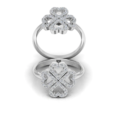 Four Leaf Clover Moissanite Engagement Ring