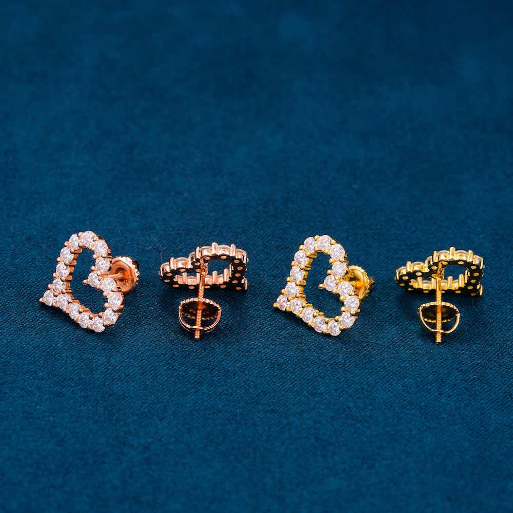 Heart Shaped Hollow Moissanite Earrings