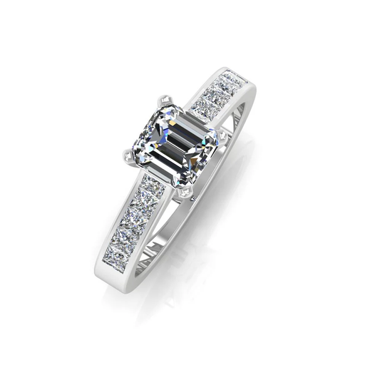 Invisible Set Radiant Cut Moissanite Engagement Ring