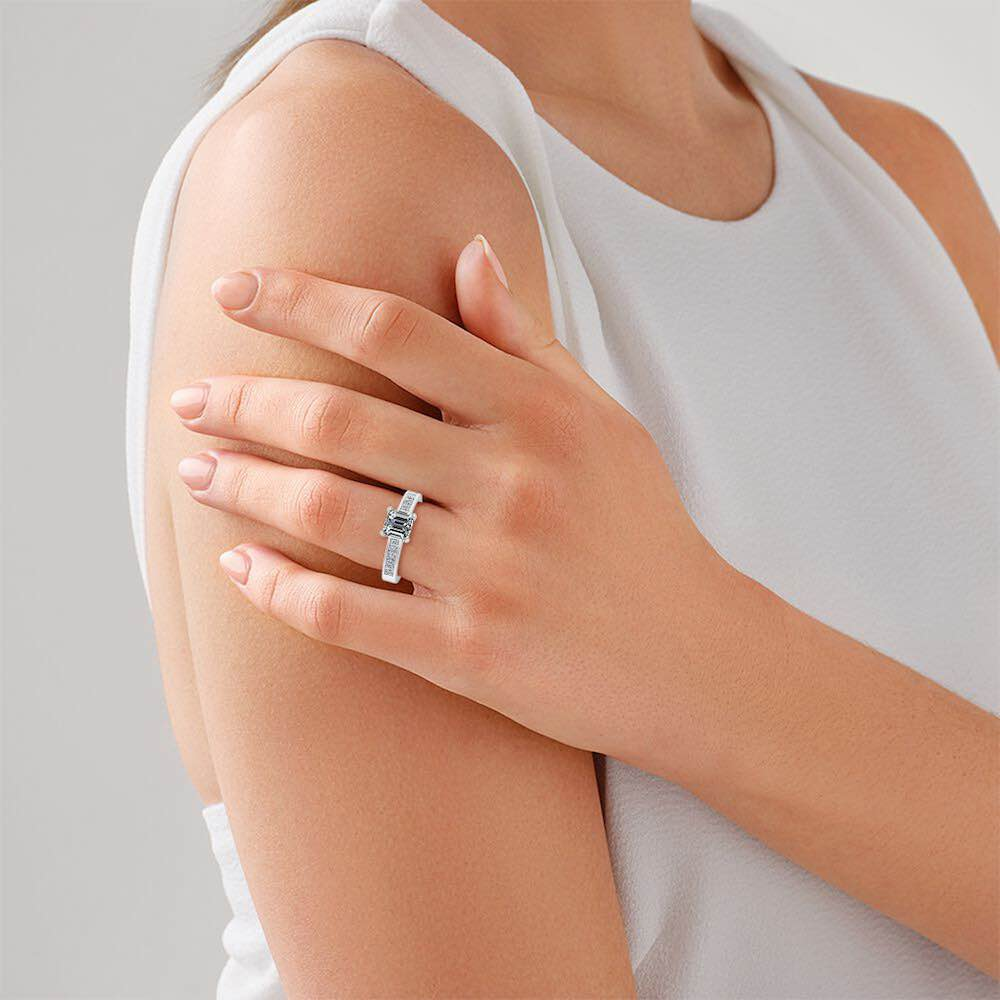 Invisible Set Radiant Cut Moissanite Engagement Ring