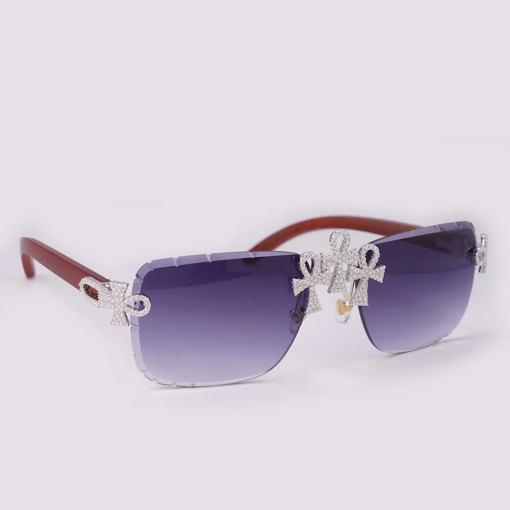 Moissanite Ankh Cross Sunglasses 14K Gold