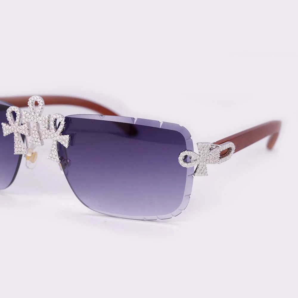Moissanite Ankh Cross Sunglasses 14K Gold