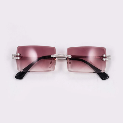 Moissanite Diamond Rectangle Sunglasses 14K Gold