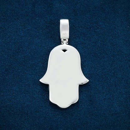 Moissanite Halo Hamsa Hand Pendant 14K Gold