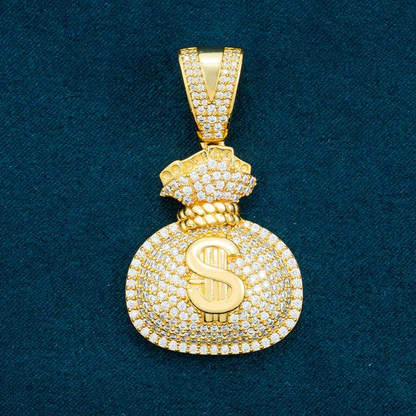 Moissanite Money Bag Pendant 14K Gold