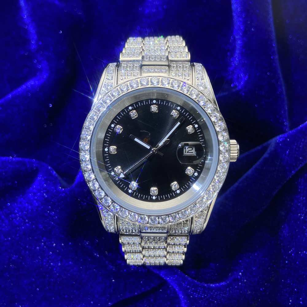 Moissanite Presidential Watch Black Dial 41MM
