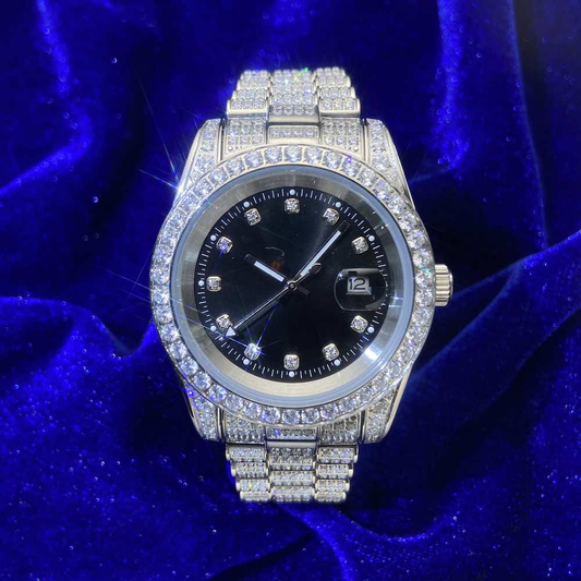 Moissanite Presidential Watch Black Dial 41MM