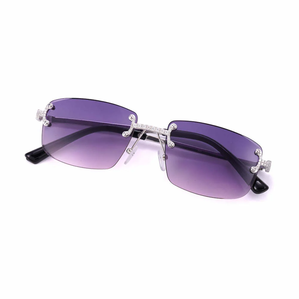 Moissanite Rimless Square Sunglasses 14K Gold