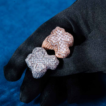 Moissanite Fleur Cross Ring 14K Gold