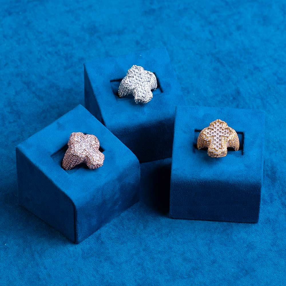 Moissanite Fleur Cross Ring 14K Gold