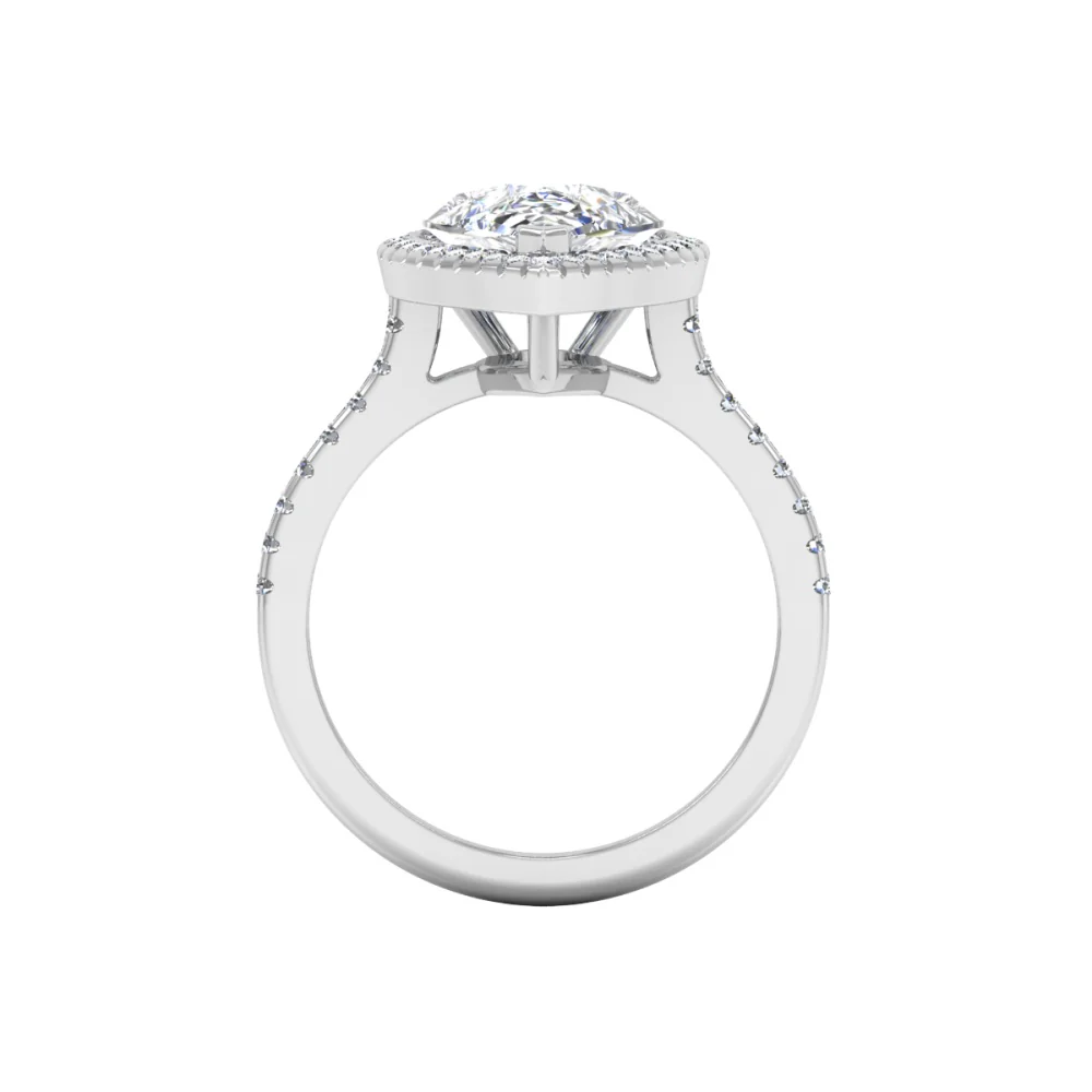 Pear Cut Moissanite Petite Halo Engagement Ring
