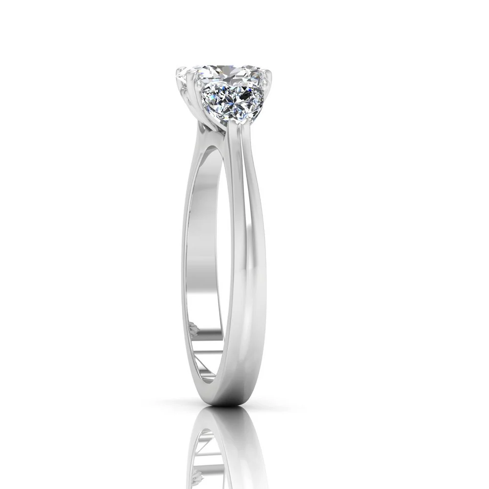 Three-Stone Oval & Heart Moissanite Engagement Ring